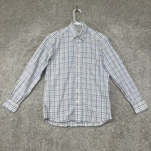 Gitman‎ Bros Shirt Men's Small Plaid Cotton Linen Blend Long Sleeves Button Up